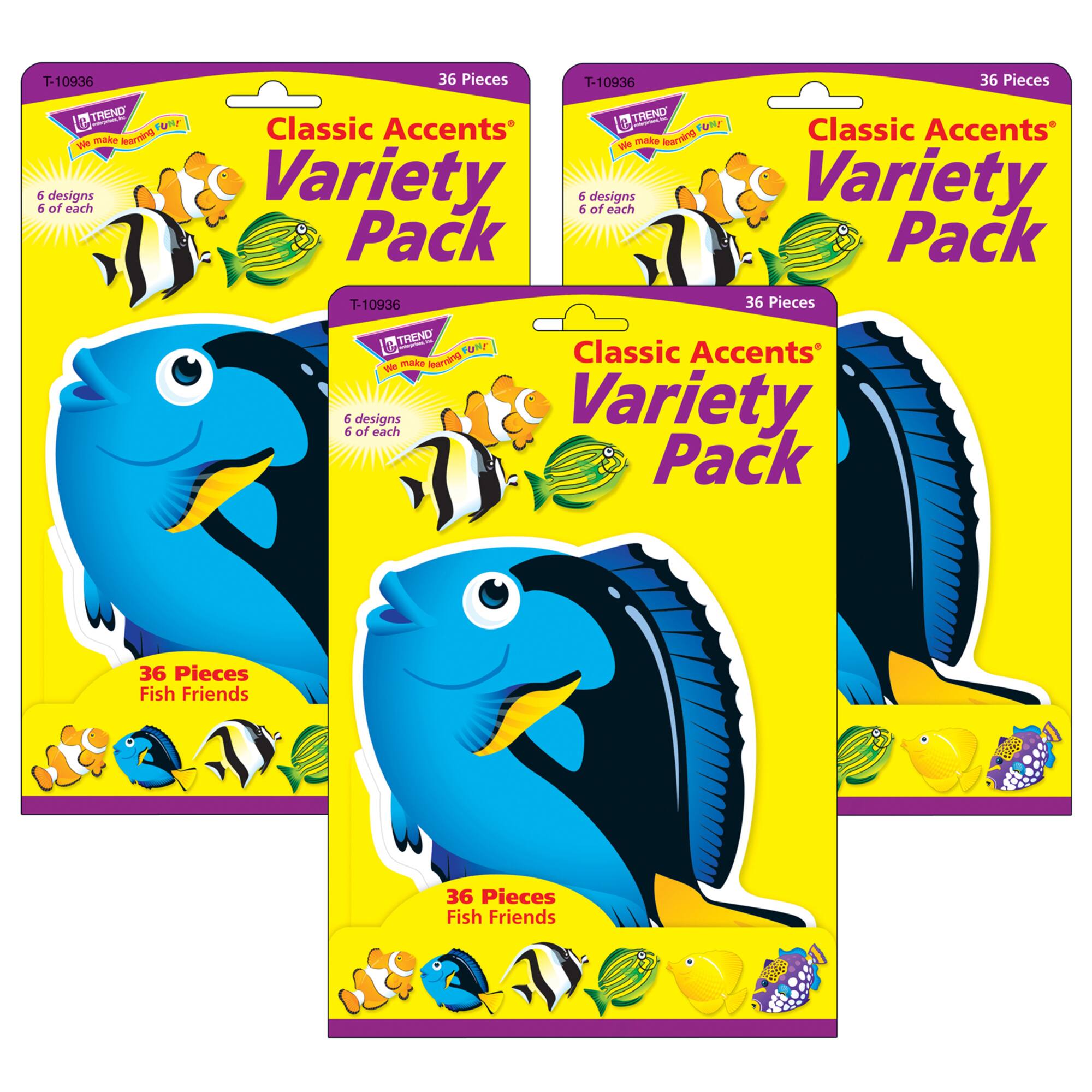 Trend Classic Accents® Fish Friends Variety Pack, 3 Packs of 36
